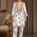 Women’s Pure Cotton Peacock Print Kurta Pant Co-Ord Set