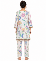 Women’s Pure Cotton Peacock Print Kurta Pant Co-Ord Set - Image 2